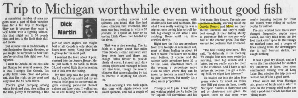 Oscoda Resort and Motel - Aug 1983 Article On Partners (newer photo)